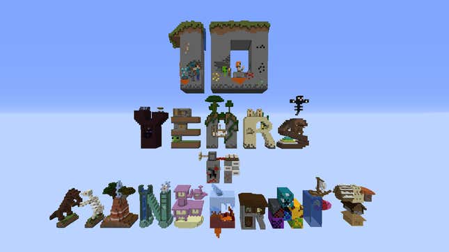 Image for article titled Minecraft Players Are Celebrating 10 Years With Cakes, Artwork And More