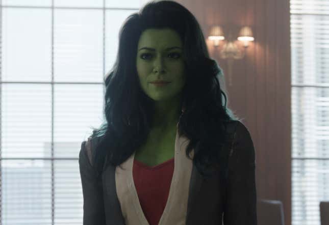 Tatiana Maslany as Jennifer “Jen” Walters/She-Hulk in Marvel Studios’ She-Hulk: Attorney at Law, exclusively on Disney+. Photo courtesy of Marvel Studios. © 2022 MARVEL.