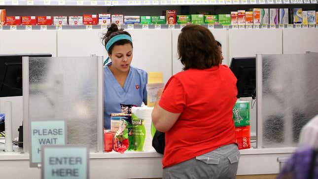 Image for article titled Walgreens Customer Really Pushing It With Amount Of Non-Medical Stuff She’s Bringing To Pharmacy Counter