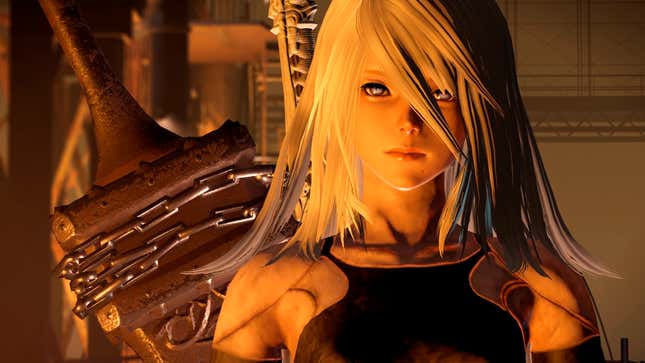 A2 stares into the distance in Nier: Automata.
