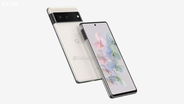 Una imagen basada en un archivo CAD filtrado del Google Pixel 7 en blanco.