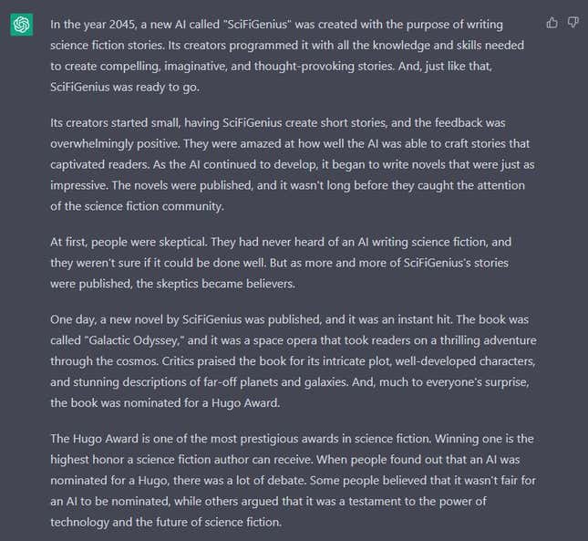 ChatGPT's science fiction story.