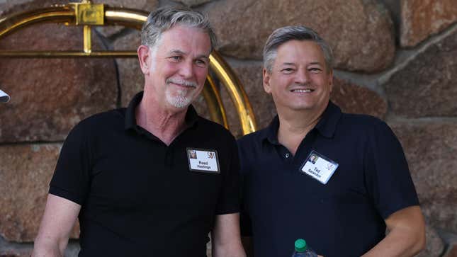 Reed Hastings and Ted Sarandos, presumably in less “No, you can’t have $40 million, there’s a strike on” times.