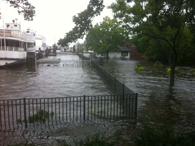 Storm surge during Hurricane Irene in Greenwich, Connecticut in 2011.