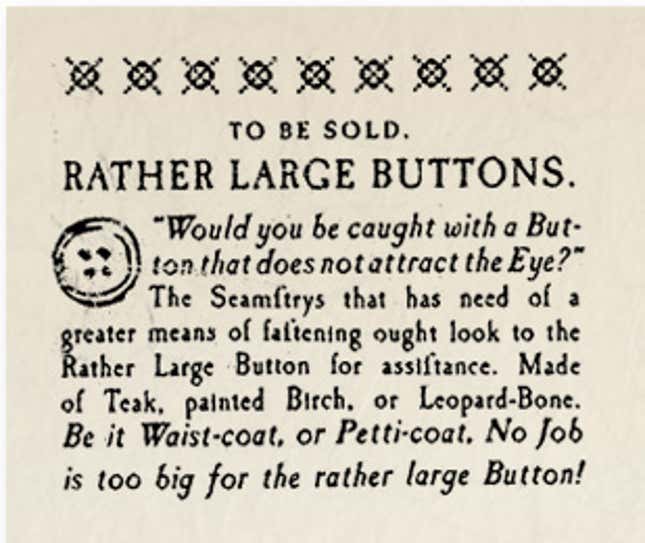 Image for article titled Historical Archives: To Be Sold - Rather Large Buttons