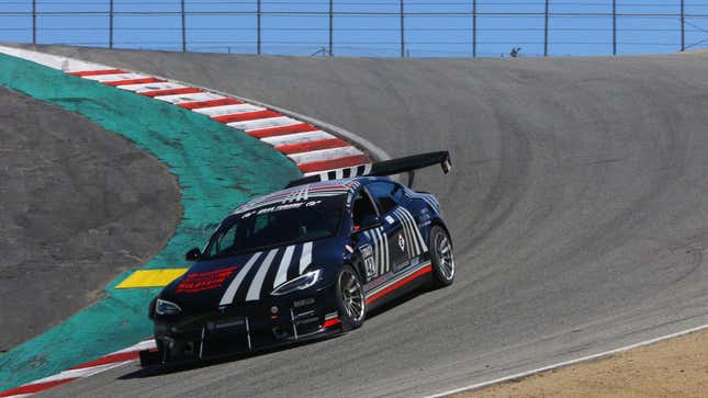 Image for article titled Track Modified Tesla Plaid Sets Laguna Seca Electric Record With Surreal Near-Silent Lap