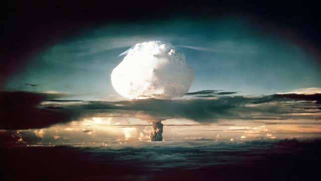 The mushroom cloud from the “Ivy Mike” nuclear test over Enewetak Atoll in the Marshall Islands on November 1, 1952.