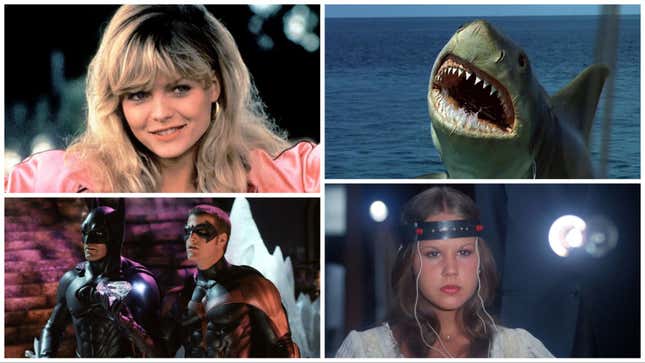 Clockwise from top left: Grease 2 (Paramount), Jaws: The Revenge (Universal), Exorcist II: The Heretic (Warner Bros.), Batman &amp; Robin (Warner Bros.)