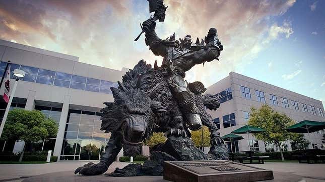 A giant orc statue sits menacingly outside the Blizzard offices in Irvine, California. 