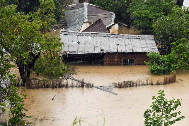 A house submerged in floodwaters in Blantyre, Malawi. 