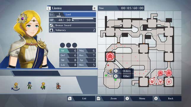 An image of an early map in Fire Emblem Warriors.