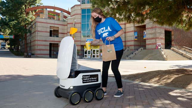 A Starship robot delivering an order on UCLA’s campus
