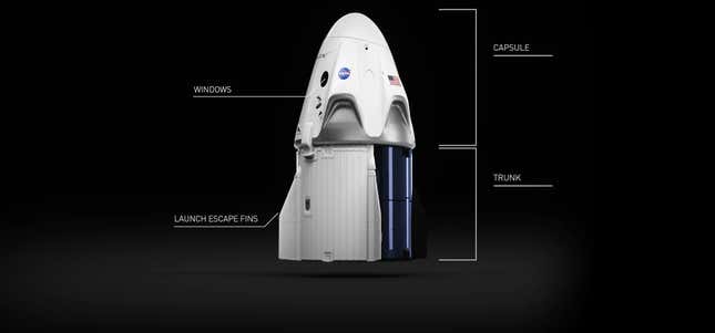 The Crew Dragon is made up of several components, including its detachable trunk.