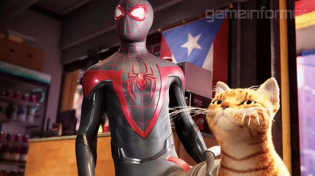 Image for article titled Spider-Man: Miles Morales Lets You Wear A Cat On Your Back