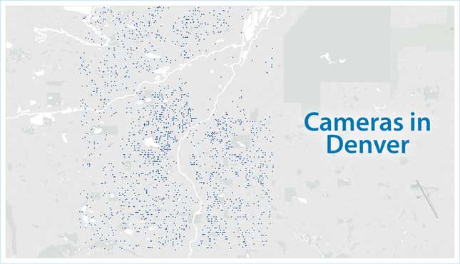 기자들은 지난 500 일 동안 이웃에게 영상을 게시하는 데 사용 된 덴버에서 1,788 개의 링 카메라를 기록했습니다