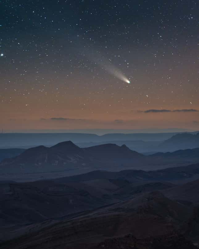 A comet over the Negev desert.