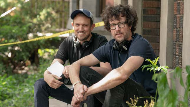 Matt Bettinelli-Olpin and Tyler Gillett on the set of Scream VI.