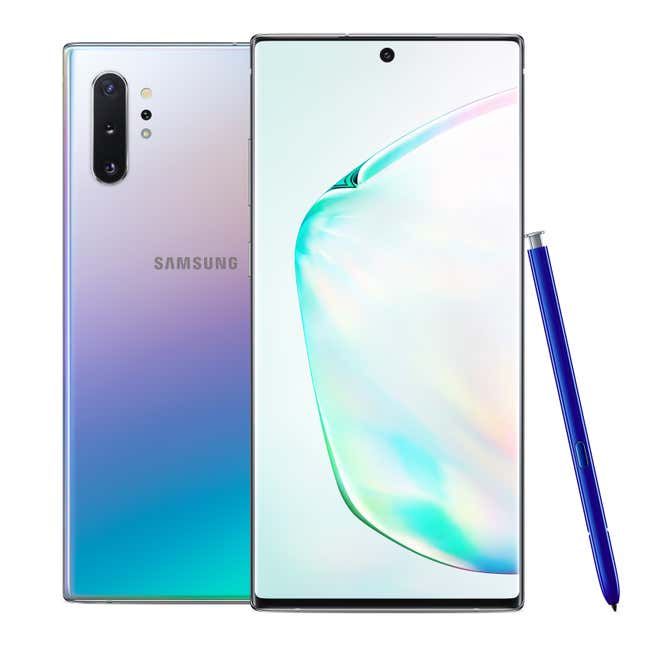 the Note 10 in the Aura Glow color