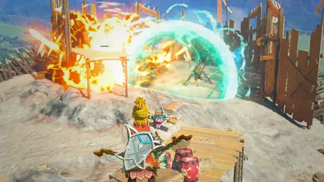 A massive explosion goes off in front of Link.