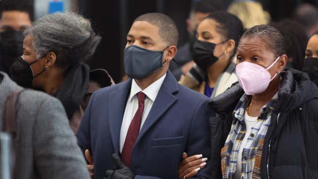  Former “Empire” actor Jussie Smollett arrives at the Leighton Criminal Courts Building for his sentencing hearing on March 10, 2022 in Chicago, Illinois. 