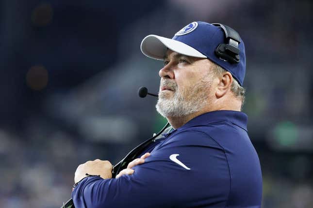 Aug 19, 2023; Seattle, Washington, USA; Dallas Cowboys head coach Mike McCarthy stands on the sideline during the second quarter against the Seattle Seahawks at Lumen Field.