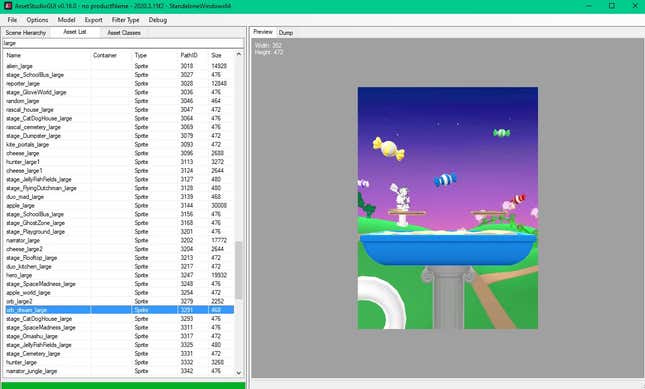 A screenshot from an All-Stars Brawl datamine showing a Garfield level.