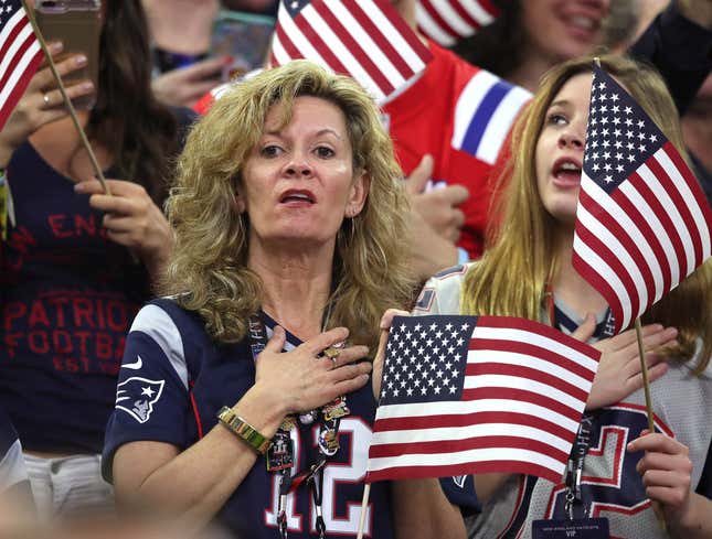 Image for article titled Super Bowl Stadium Solemnly Stands, Places Hands Over Heart For Maroon 5 Halftime Show