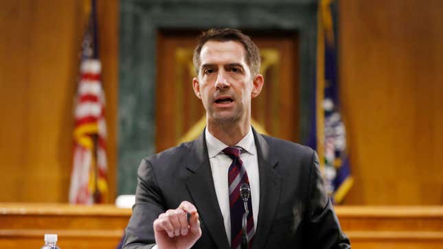 Image for article titled Enjoy some on-point parodies of Tom Cotton&#39;s trash New York Times op-ed