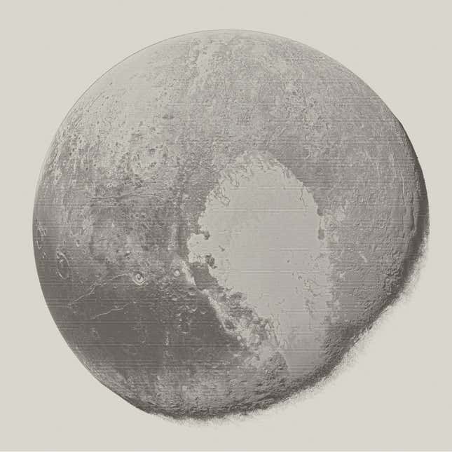 A monochrome image of Pluto.