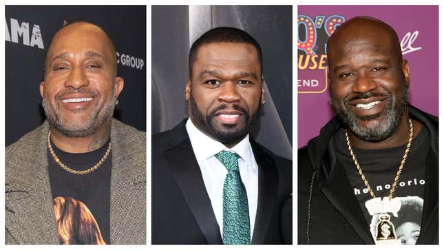 Kenya Barris, left; 50 Cent, Shaquille O’Neal.