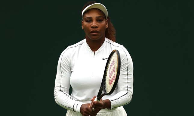 Serena Williams of The United States in her training session ahead of The Championships Wimbledon 2022 at All England Lawn Tennis and Croquet Club on June 24, 2022 in London, England. (Photo by Julian Finney/Getty Images)