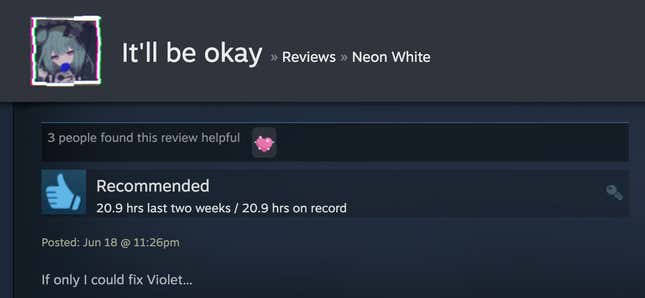 Image for article titled Neon White’s Steam Reviews Are Horny As Hell