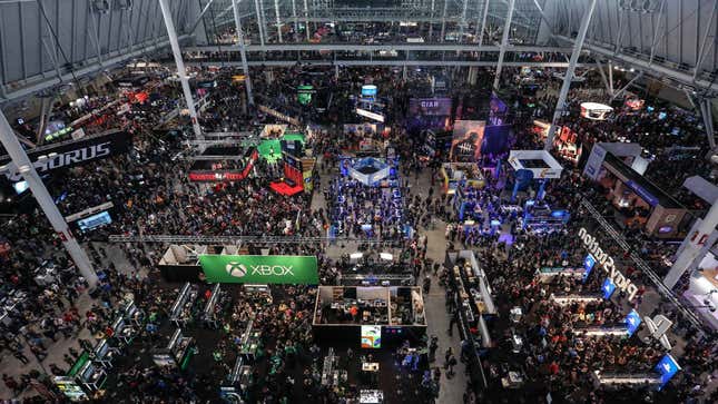 An overhead photo of the PAX convention floor.