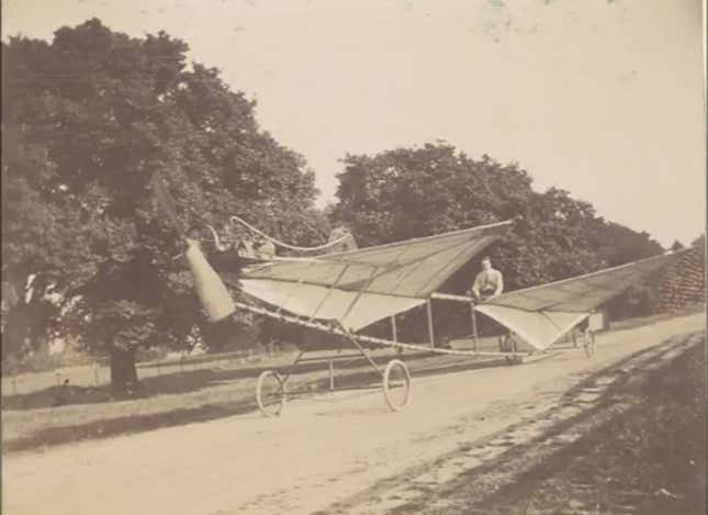 Captain Sir Walter George Windham and his tandem monoplane.