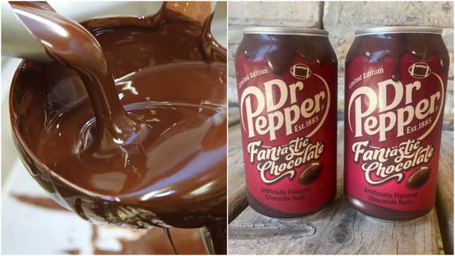Melted chocolate/Dr. Pepper FANtastic Chocolate cans