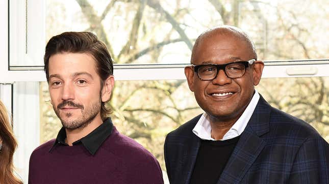 Andor star Diego Luna and Forest Whitaker at a photo call for Rogue One: A Star Wars Story