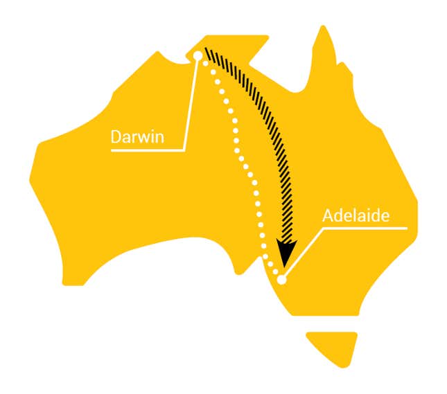 Teams in the World Solar Challenge cover 3000km across Australia using solar power alone.