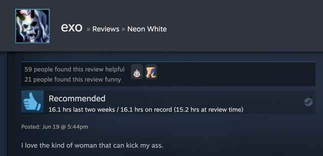 Image for article titled Neon White’s Steam Reviews Are Horny As Hell