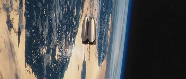 Pulling away from Earth.