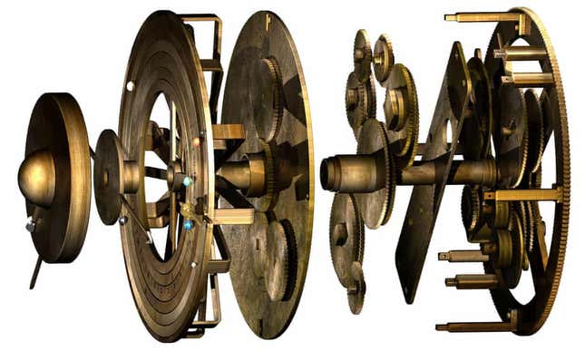 Computer model showing the mechanism’s gears.
