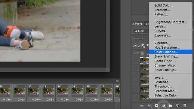 Photoshop’s Adjustment Layers allow you to make brightness adjustments or color collections on the footage you’ve imported.