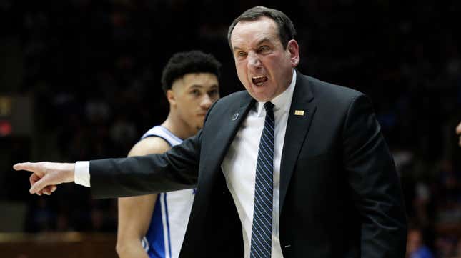 Duke head coach Mike Krzyzewski is still a weasel