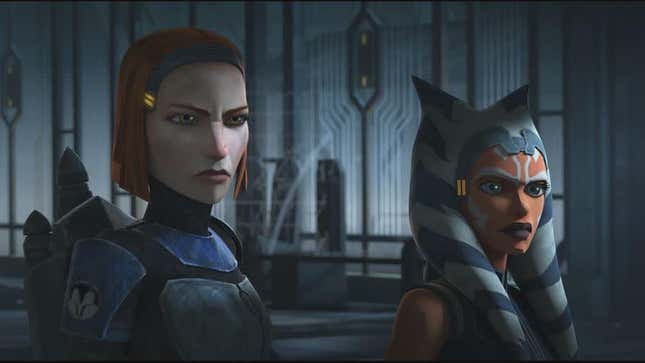Katee Sackoff voiced Bo-Katan in Star Wars: The Clone Wars and Star Wars: Rebels, and has since crossed over into The Mandalorian. 
