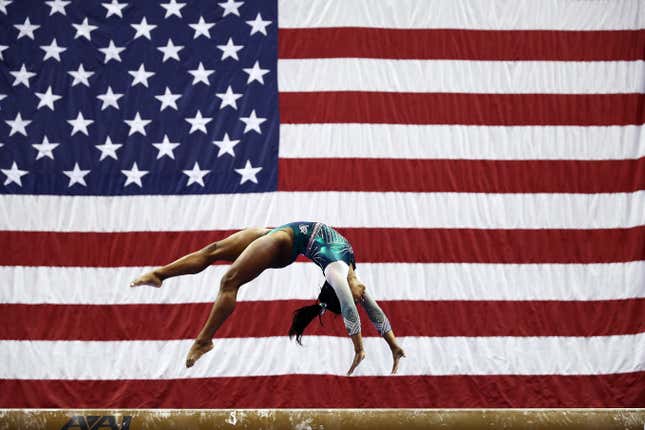 Image for article titled The Number One Stunner: GOAT Simone Biles Becomes 1st Person in History to Land Double-Double Dismount