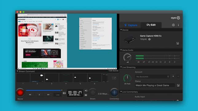 Capturing from Windows on macOS with the Elgato software.