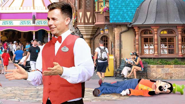 Image for article titled Disneyland Employee Hastily Ad-Libs Story About How Much Goofy Loves Napping On The Pavement