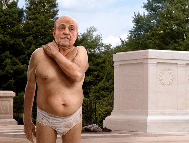 Image for article titled Sweating, Pantsless Giuliani Emerges From Tomb Of The Unknown Soldier