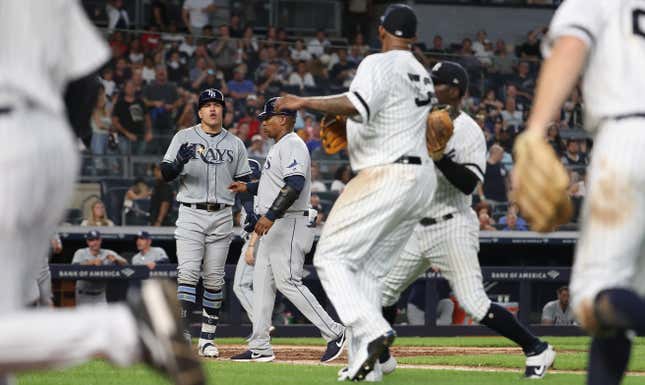 Image for article titled Benches Clear In Rays-Yankees Over Grown Men Arguing About Not Talking To Each Other