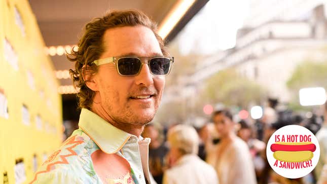 Image for article titled Hey Matthew McConaughey, is a hot dog a sandwich?