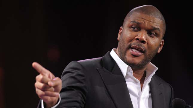Tyler Perry speaks onstage at the 2nd annual Steve Harvey Foundation Gala on April 4, 2011 in New York City. 